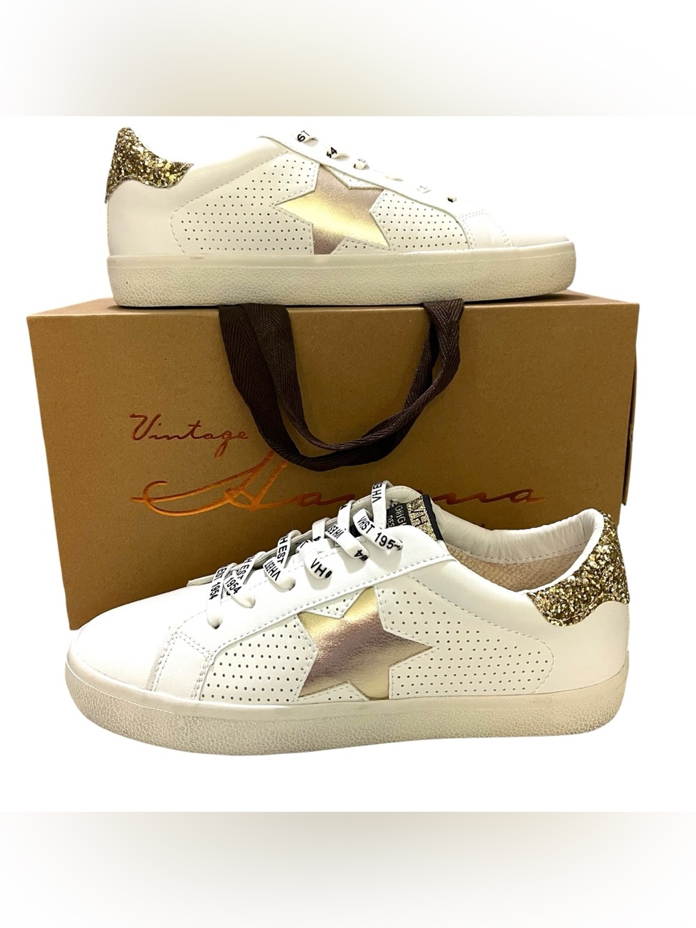 Vintage Havana Gadol Star Sneaker Gold Glitter Size 8.5